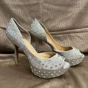 Gianna Bini Rhinestone Silver High heel shoes